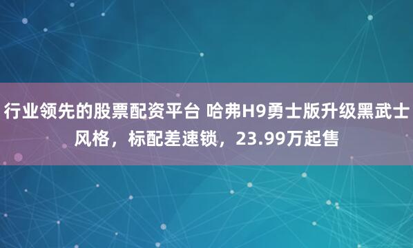 行业领先的股票配资平台 哈弗H9勇士版升级黑武士风格，标配差速锁，23.99万起售