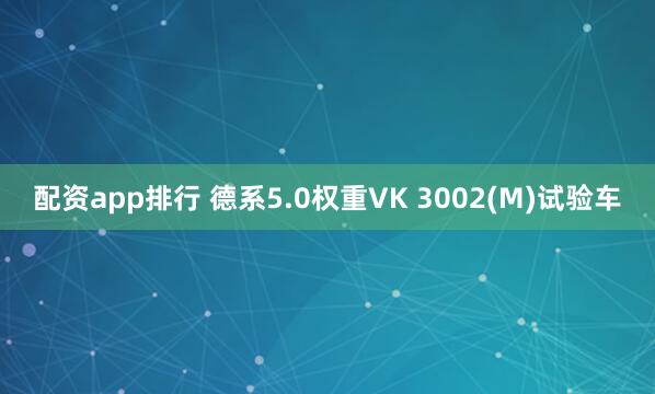 配资app排行 德系5.0权重VK 3002(M)试验车