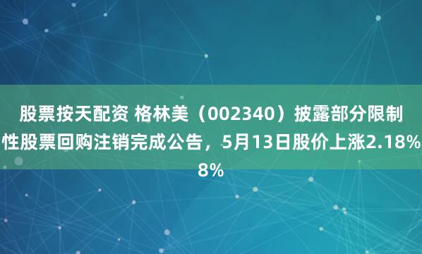 股票按天配资 格林美（002340）披露部分限制性股票回购注销完成公告，5月13日股价上涨2.18%